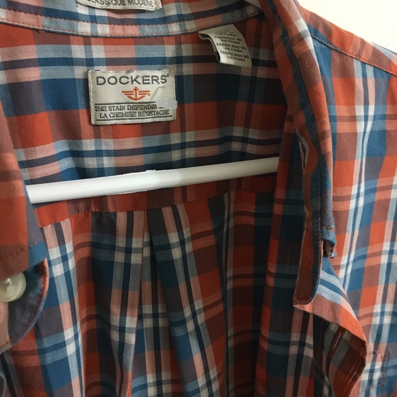 Orange and Blue Plaid Shirt - Short Sleeve - Picture 4 of 4
